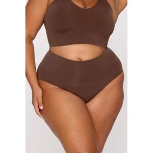 NWT Yitty Smoothed Reality High Waist Brief & Mid Rise Thong Bossed Up Brown XXL